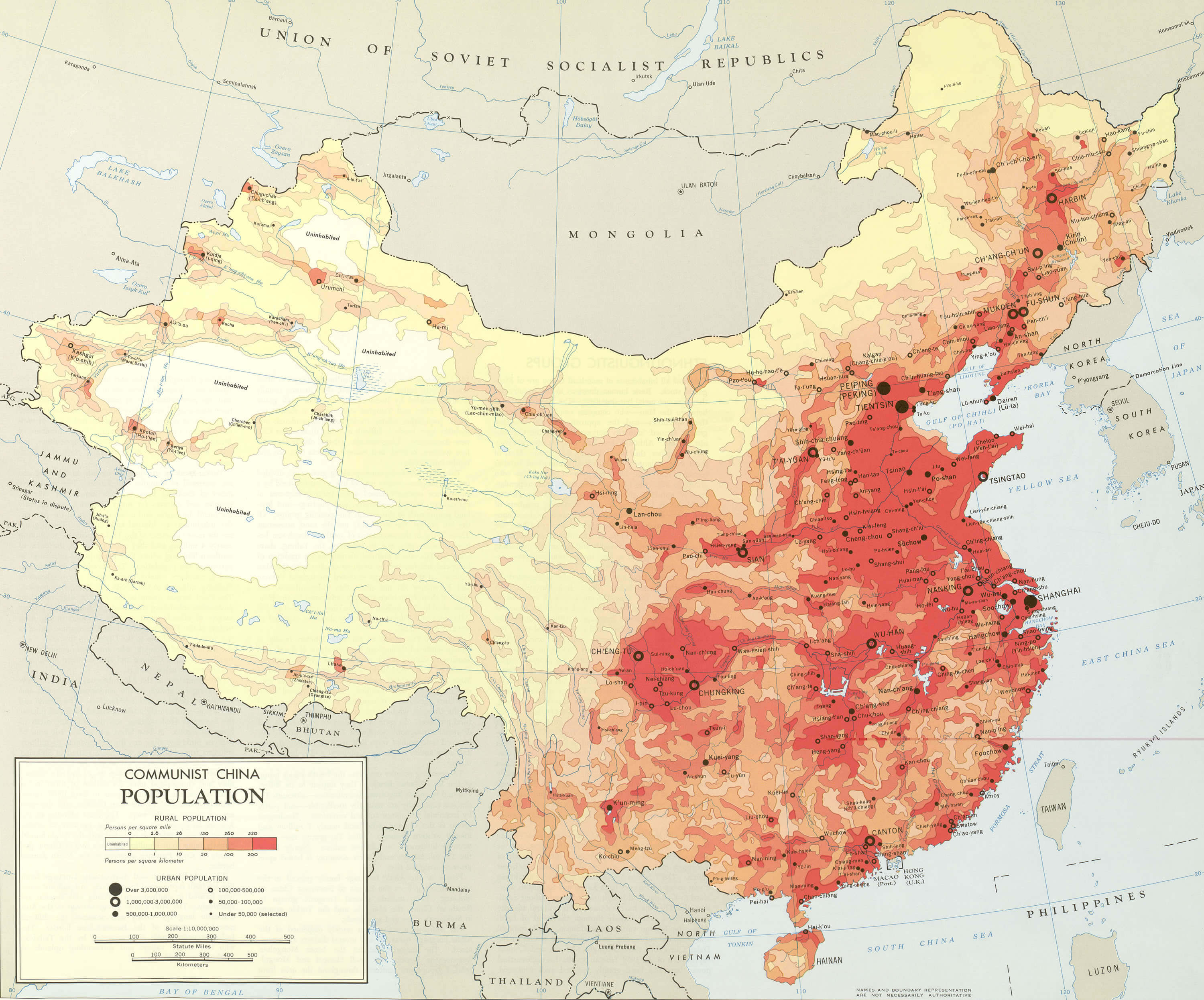 China Population Map 1967