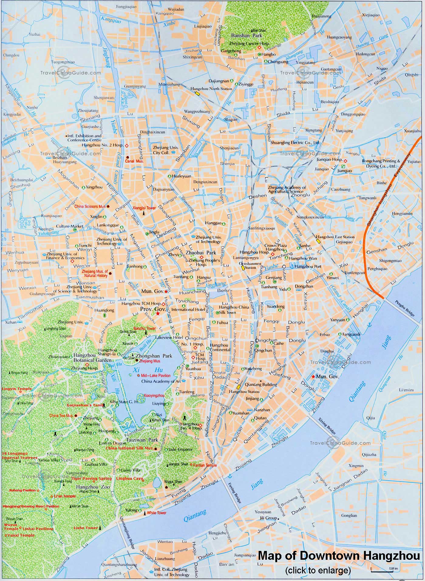 downtown map of hangzhou