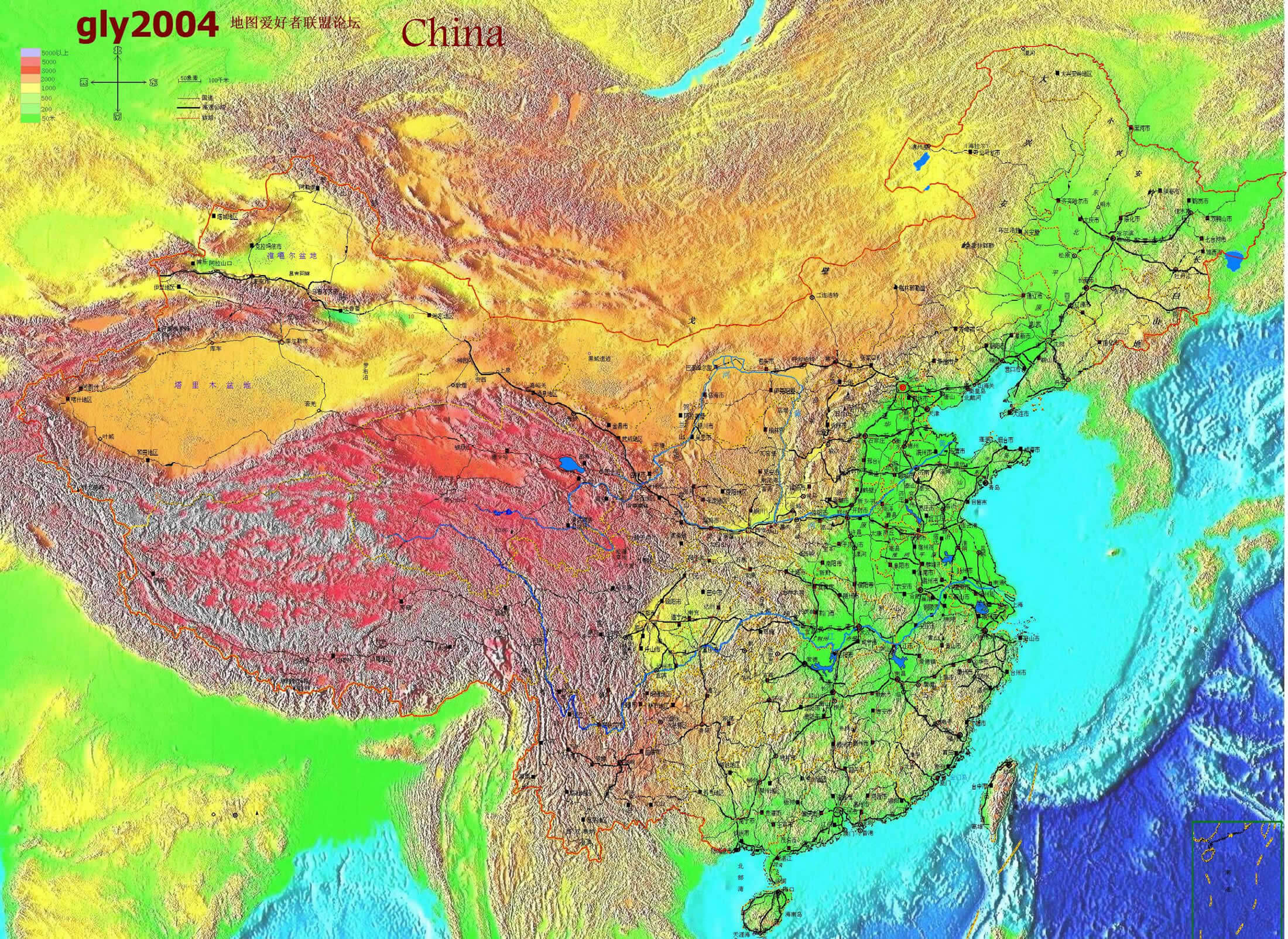 Physical Map of China 2004