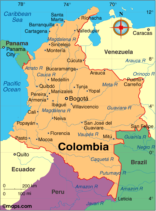 Colombia Cities Map