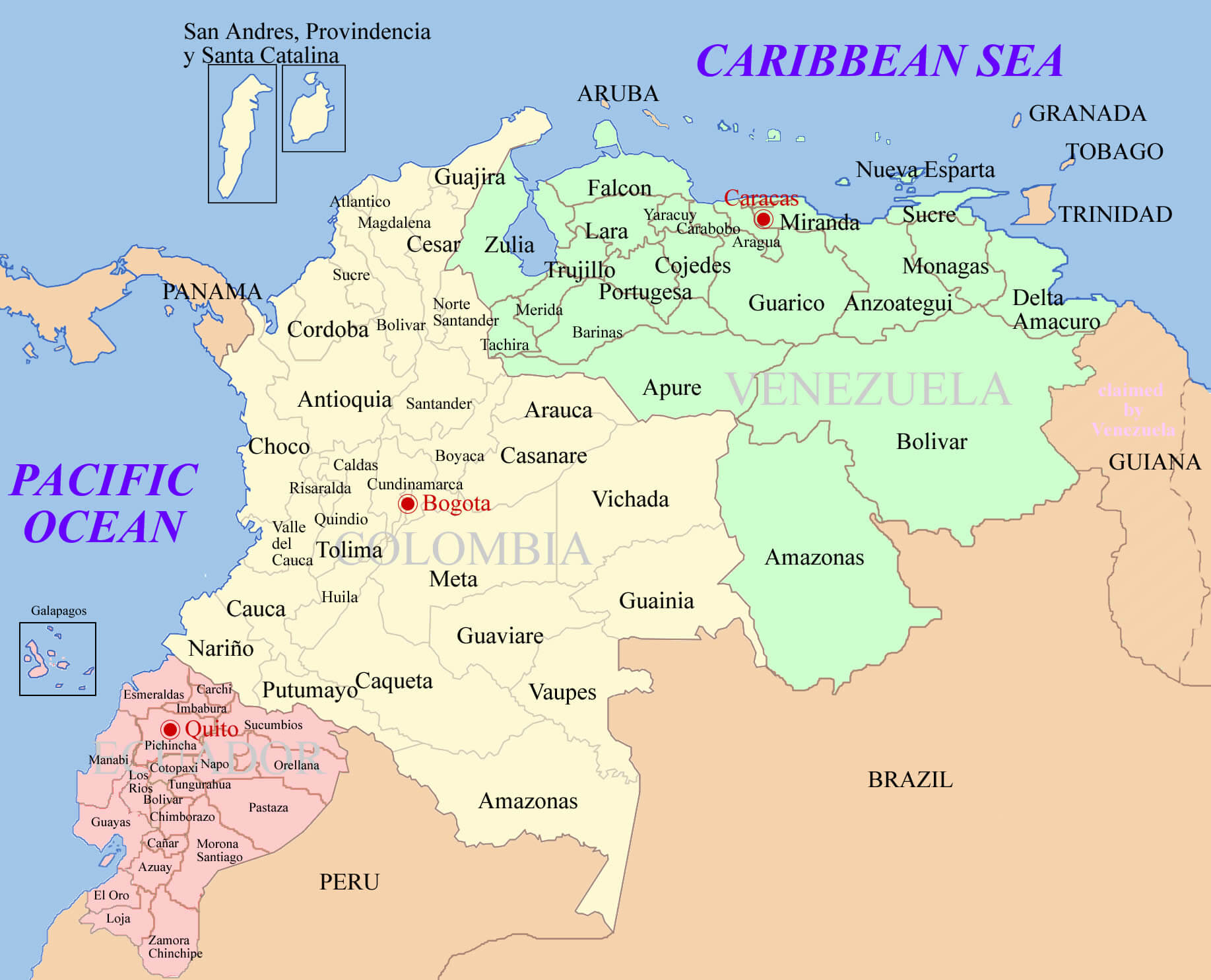 Physical Map Colombia