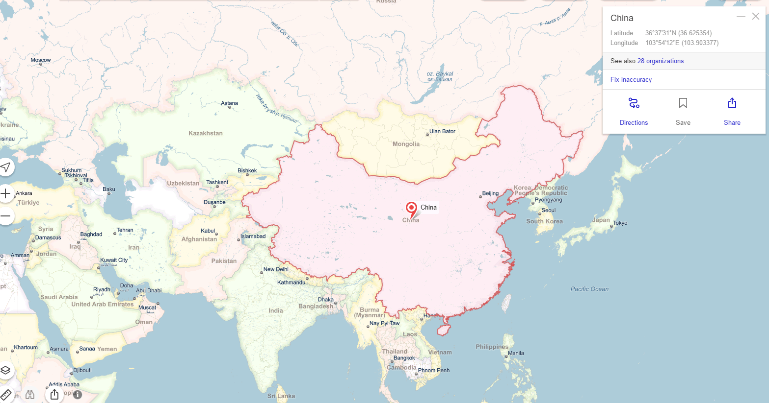 Asia China Map