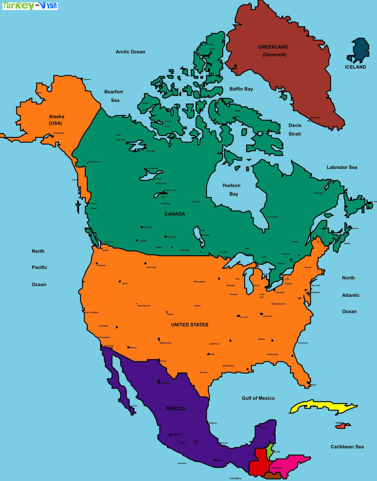 color map of north america North America Maps color map of north america