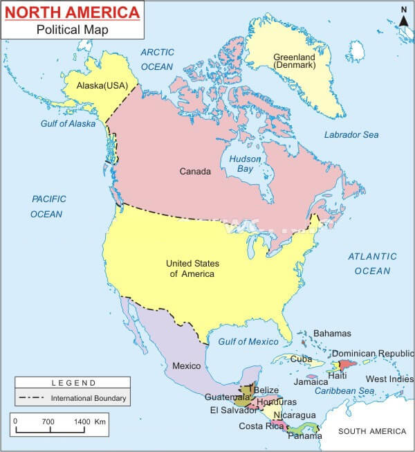 North America Blank Political Map