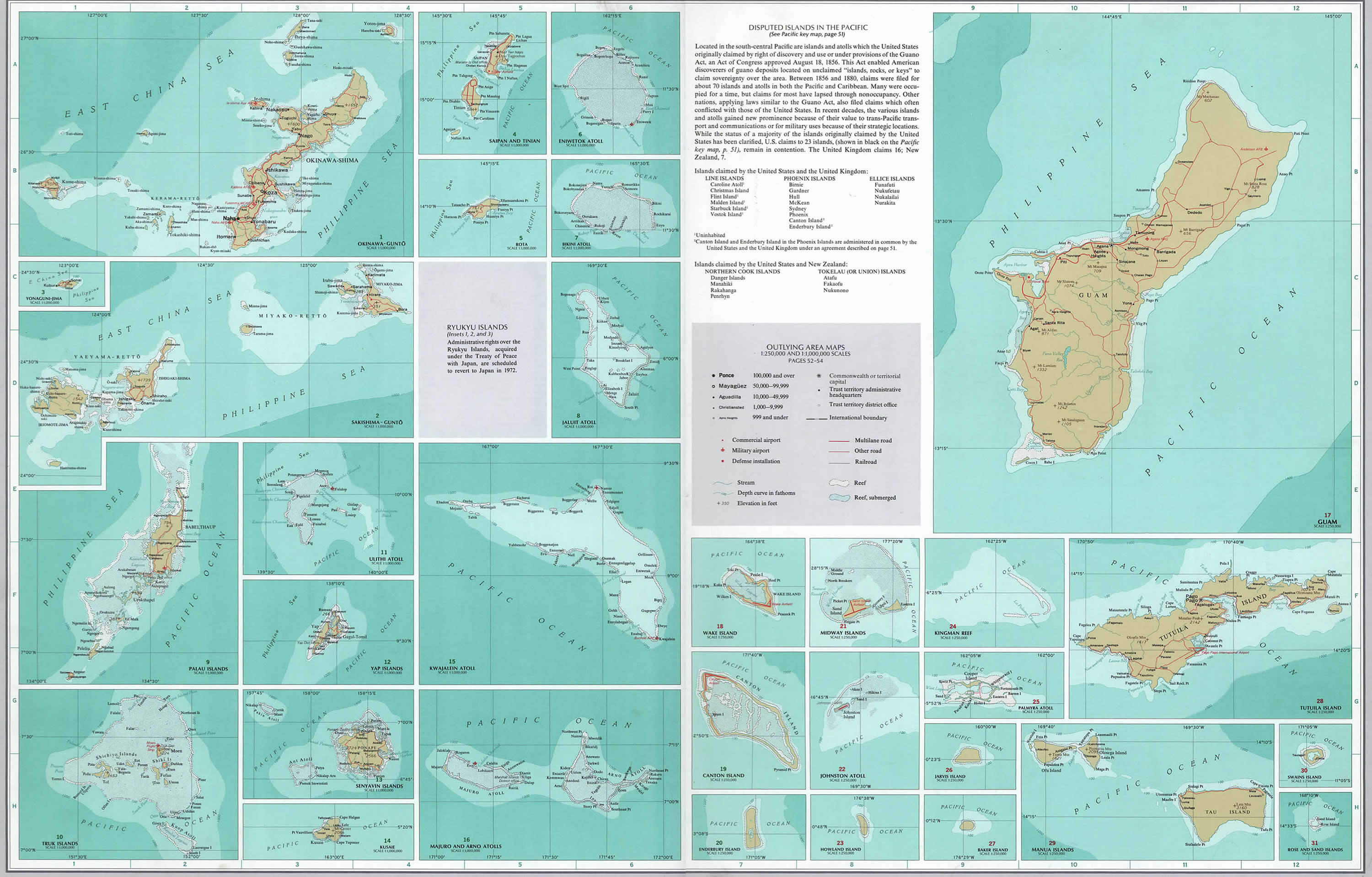 Pacific Oceania Outlying Areas Map 1970