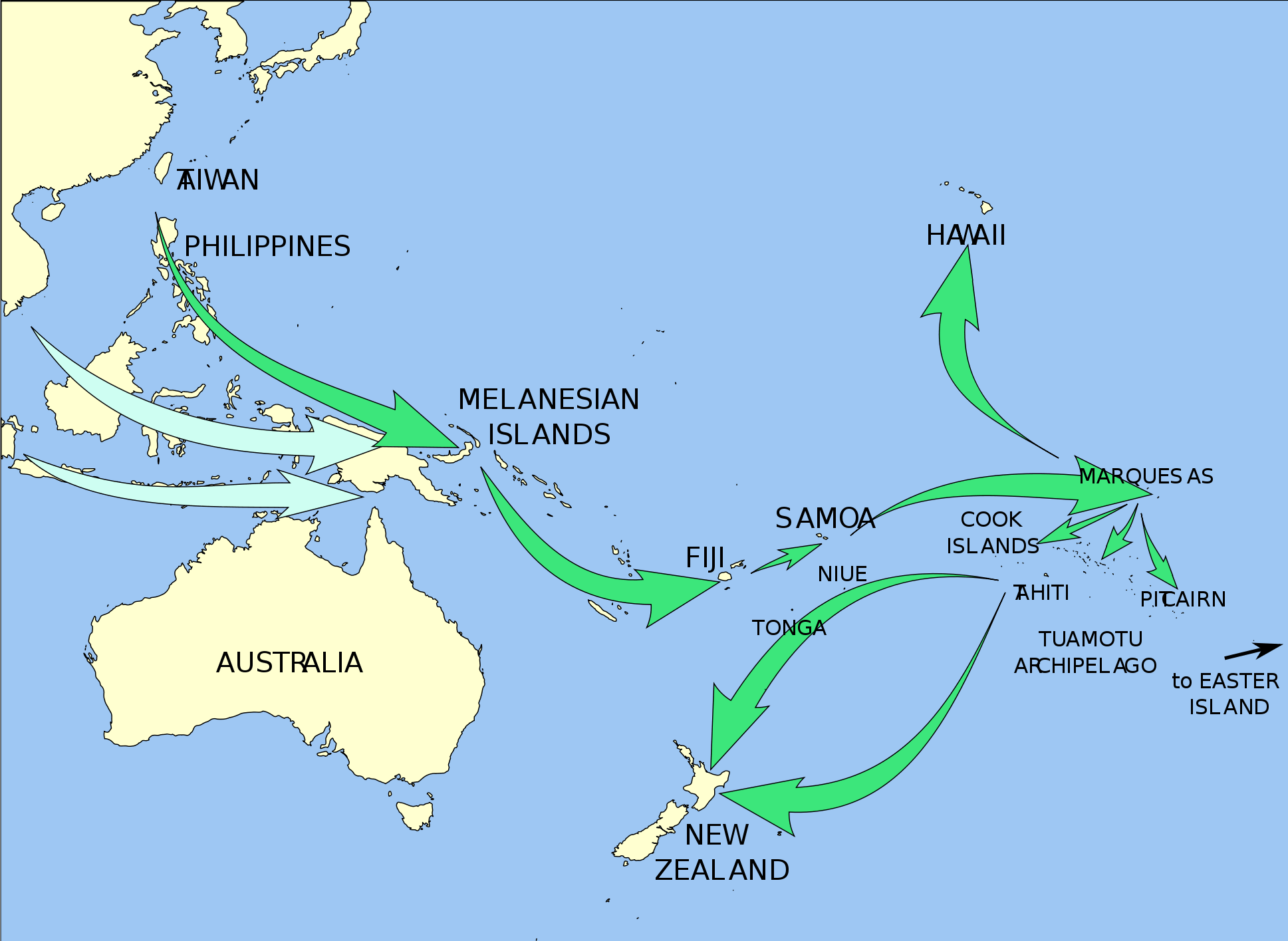 Polynesian Migration Map Oceania
