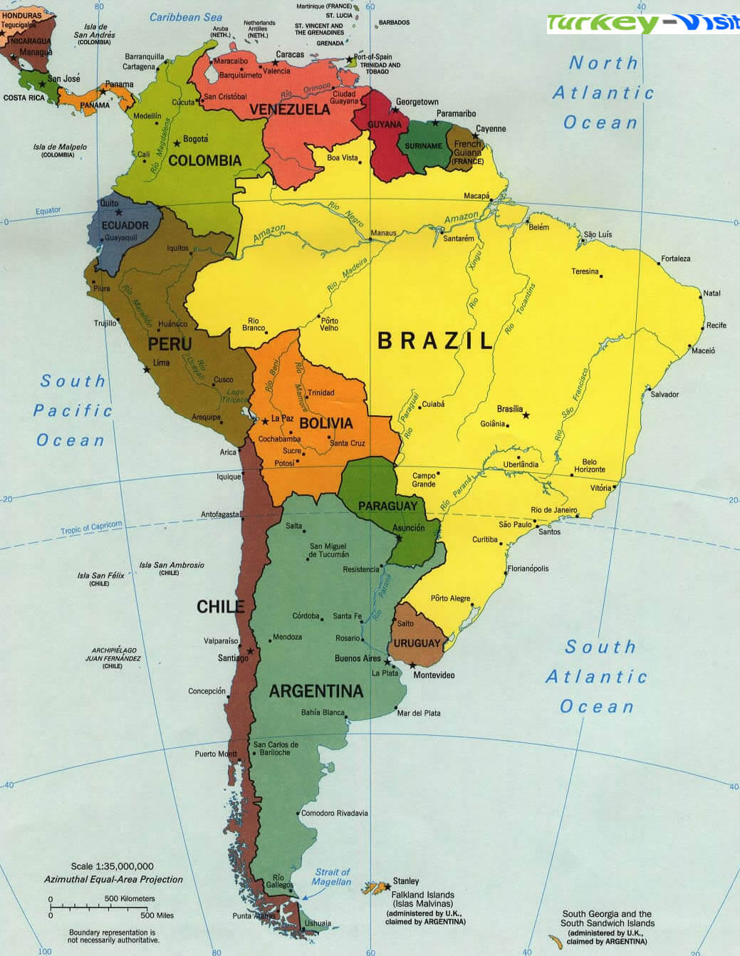 South America Map Brazil