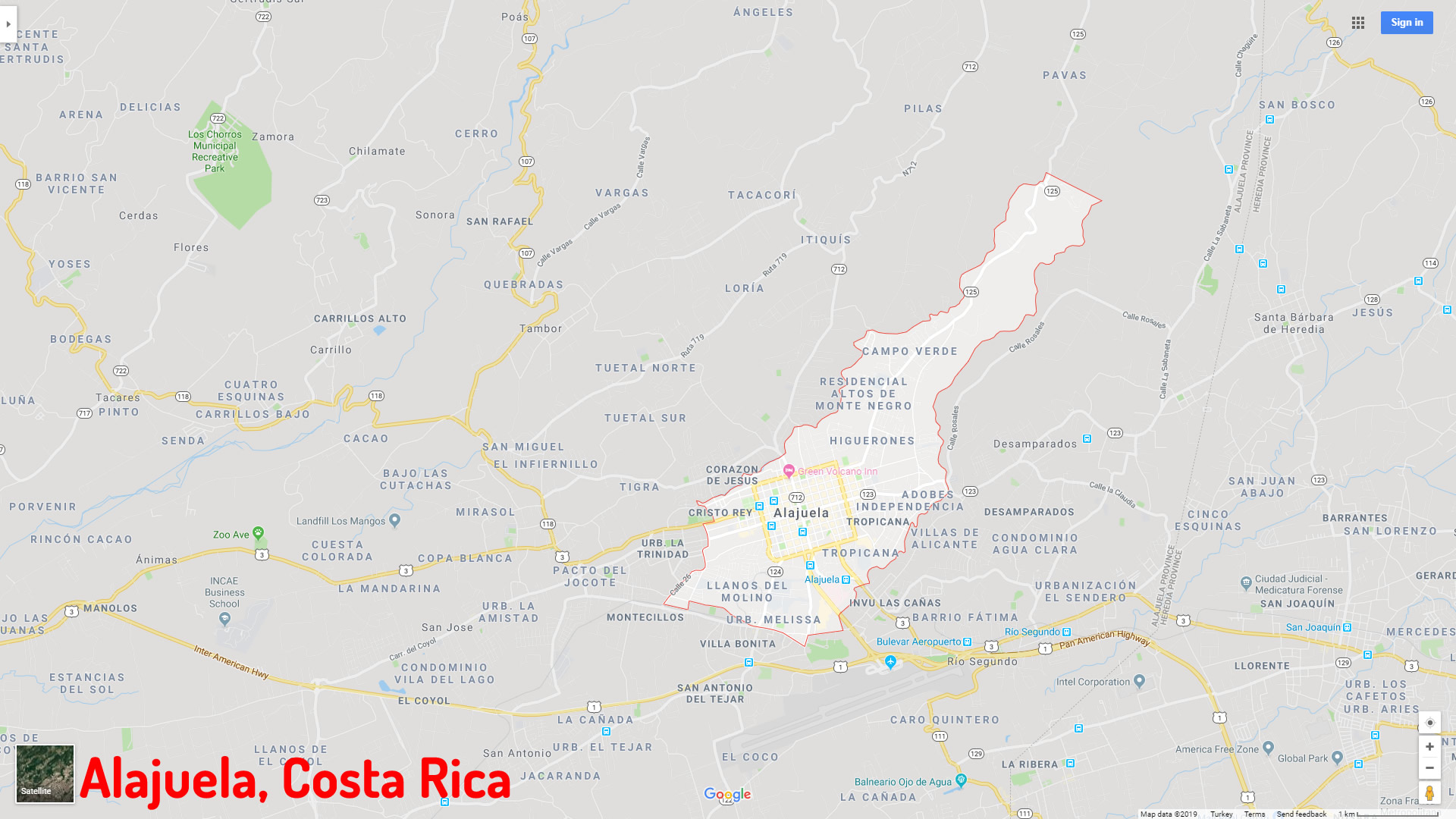 Alajuela map Costa Rica