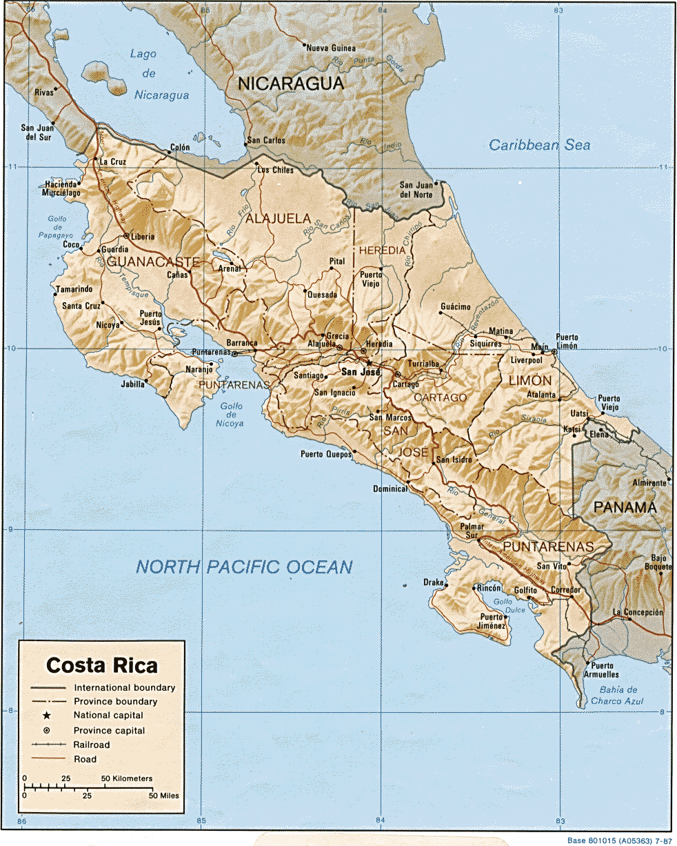 Costa Rica Relief Map