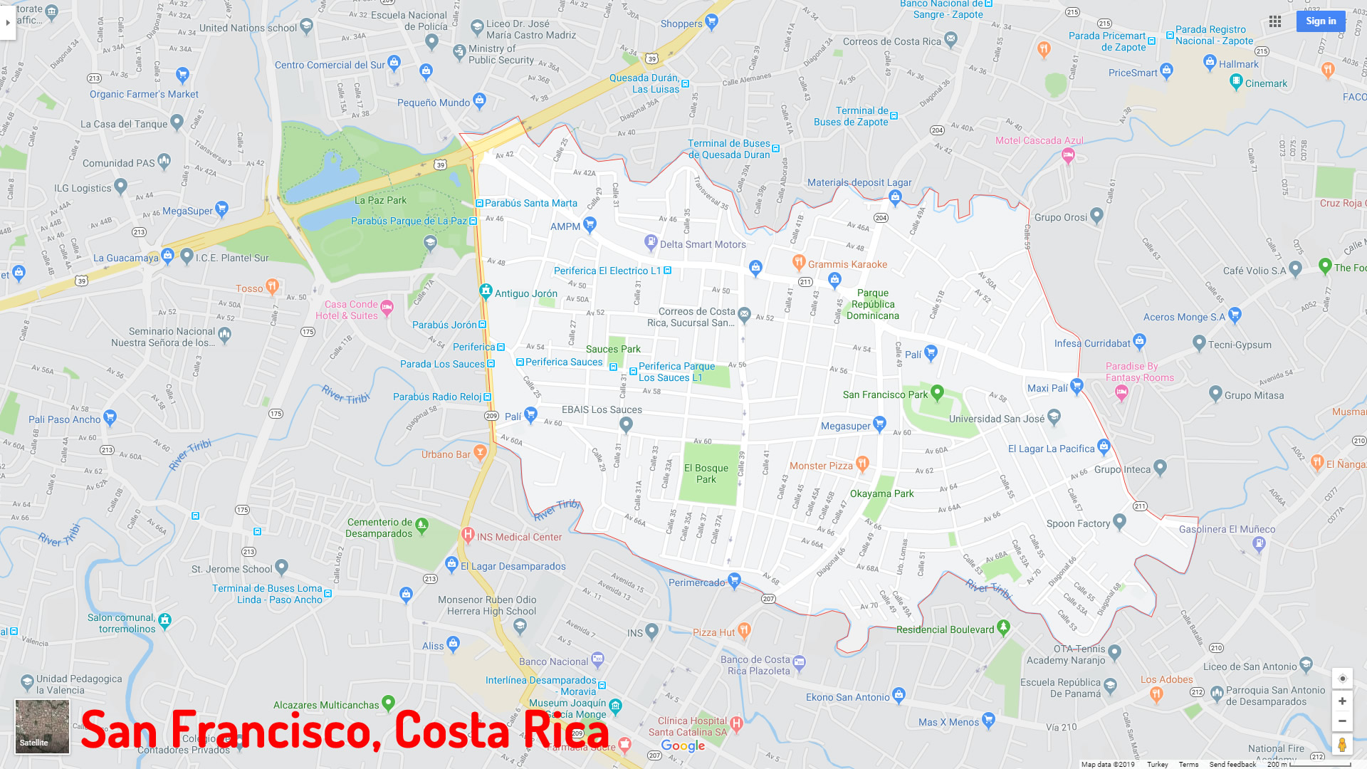 San Francisco map Costa Rica