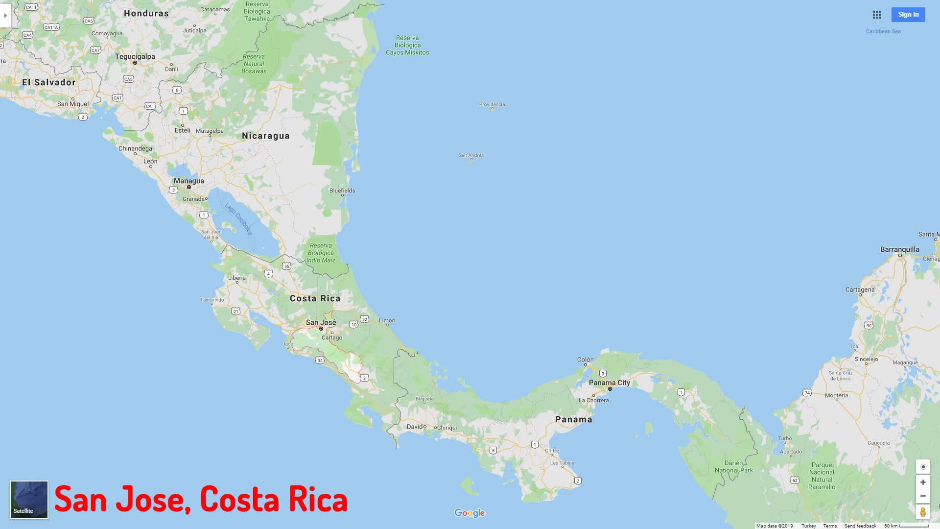 San Jose map Costa Rica