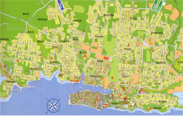 Zadar city center map
