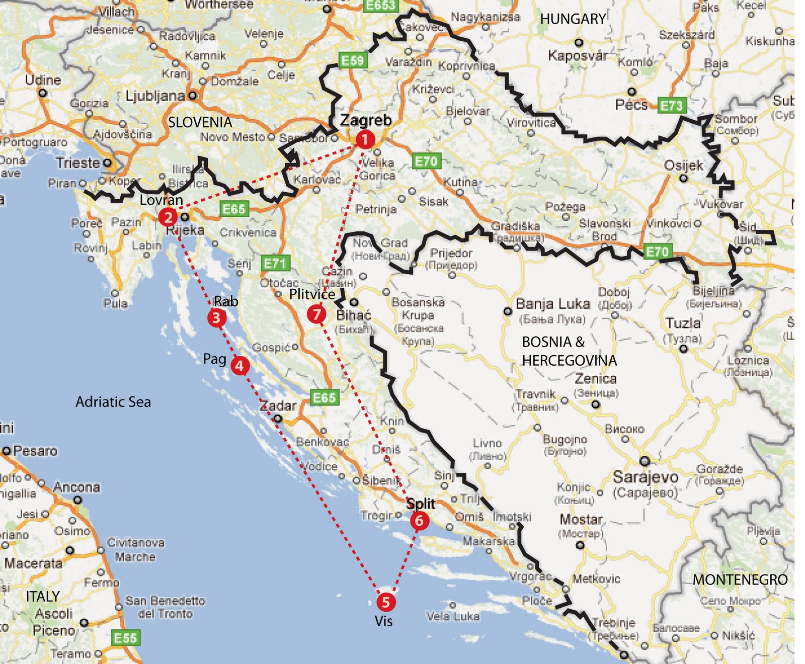 Croatia google map zagreb