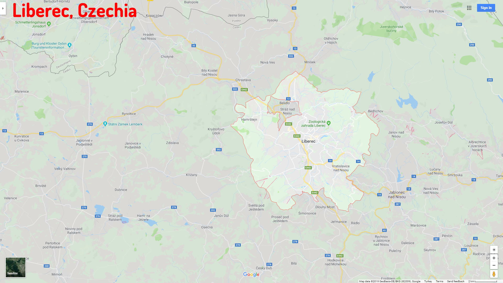Liberec map Czechia