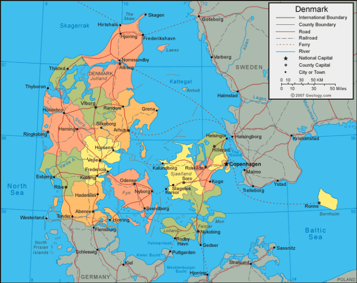 denmark map Helsingor