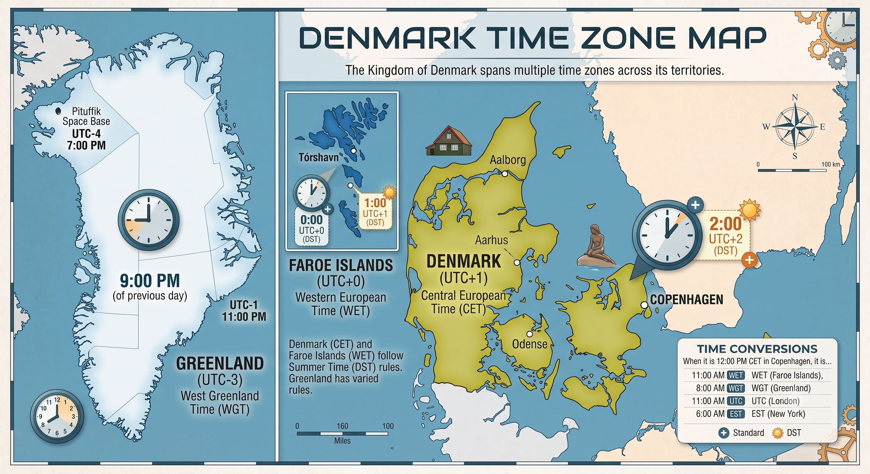 Denmark time zone map