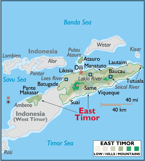 east timor map physical