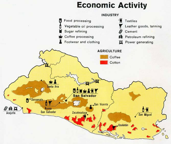 El Salvador Economic Activity Map 1980