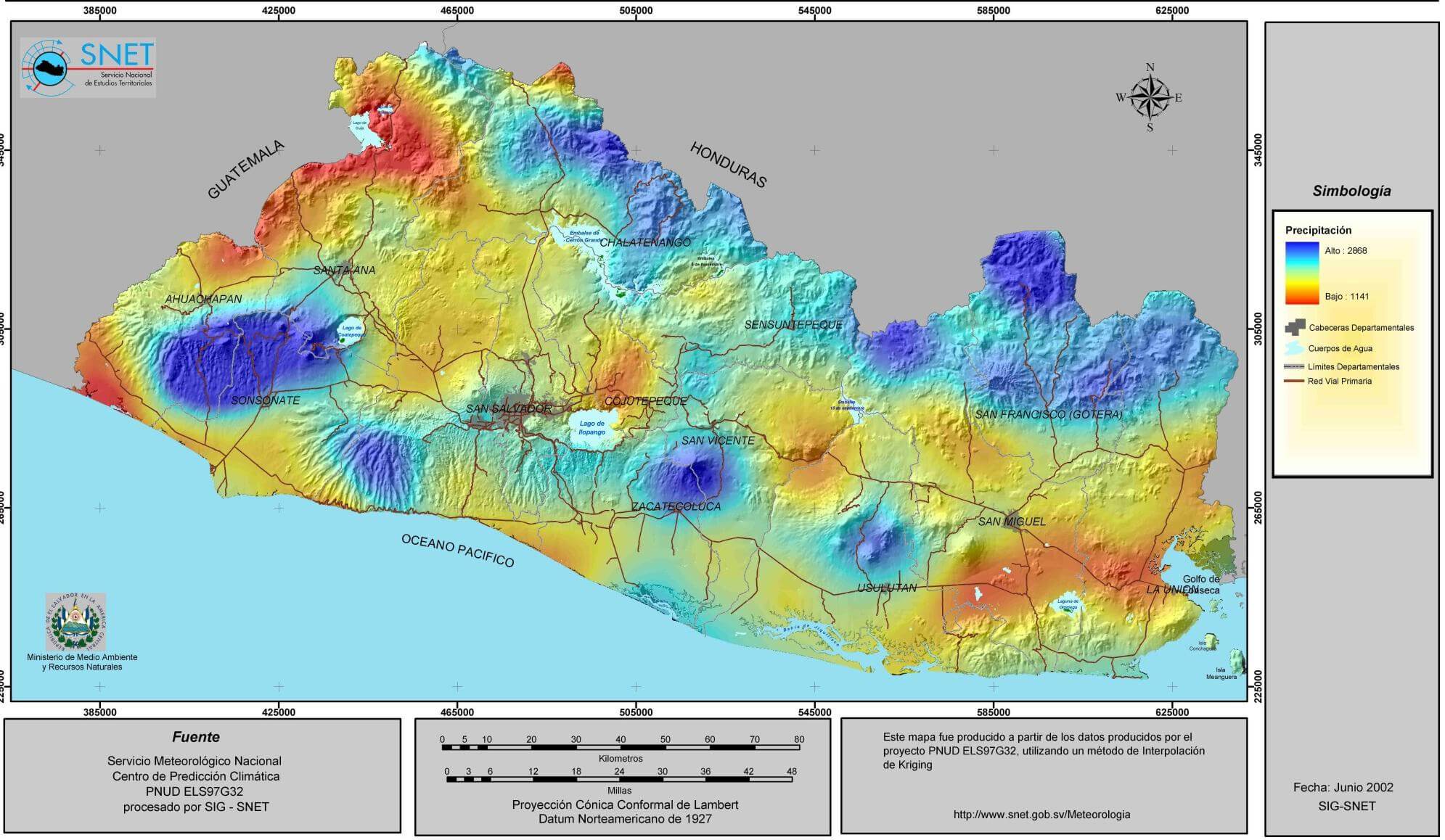 El Salvador Rainfall Map 2002