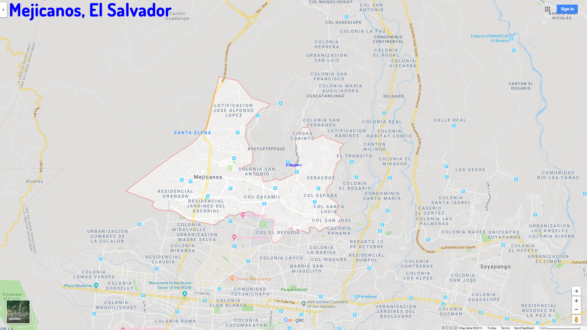 Mejicanos map El Salvador