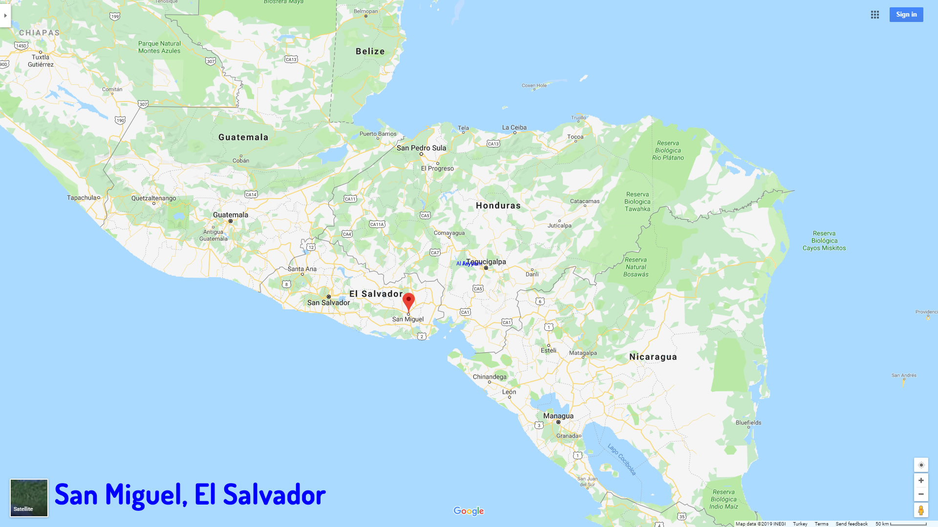 San Miguel map El Salvador