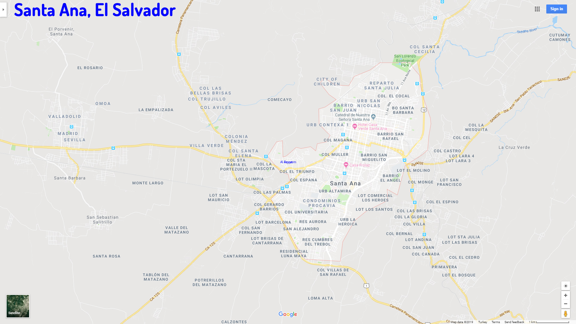 Santa Ana map El Salvador