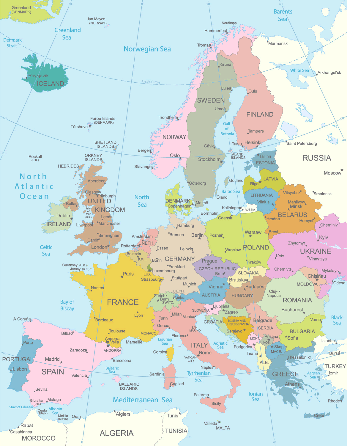 Map Europe Countries