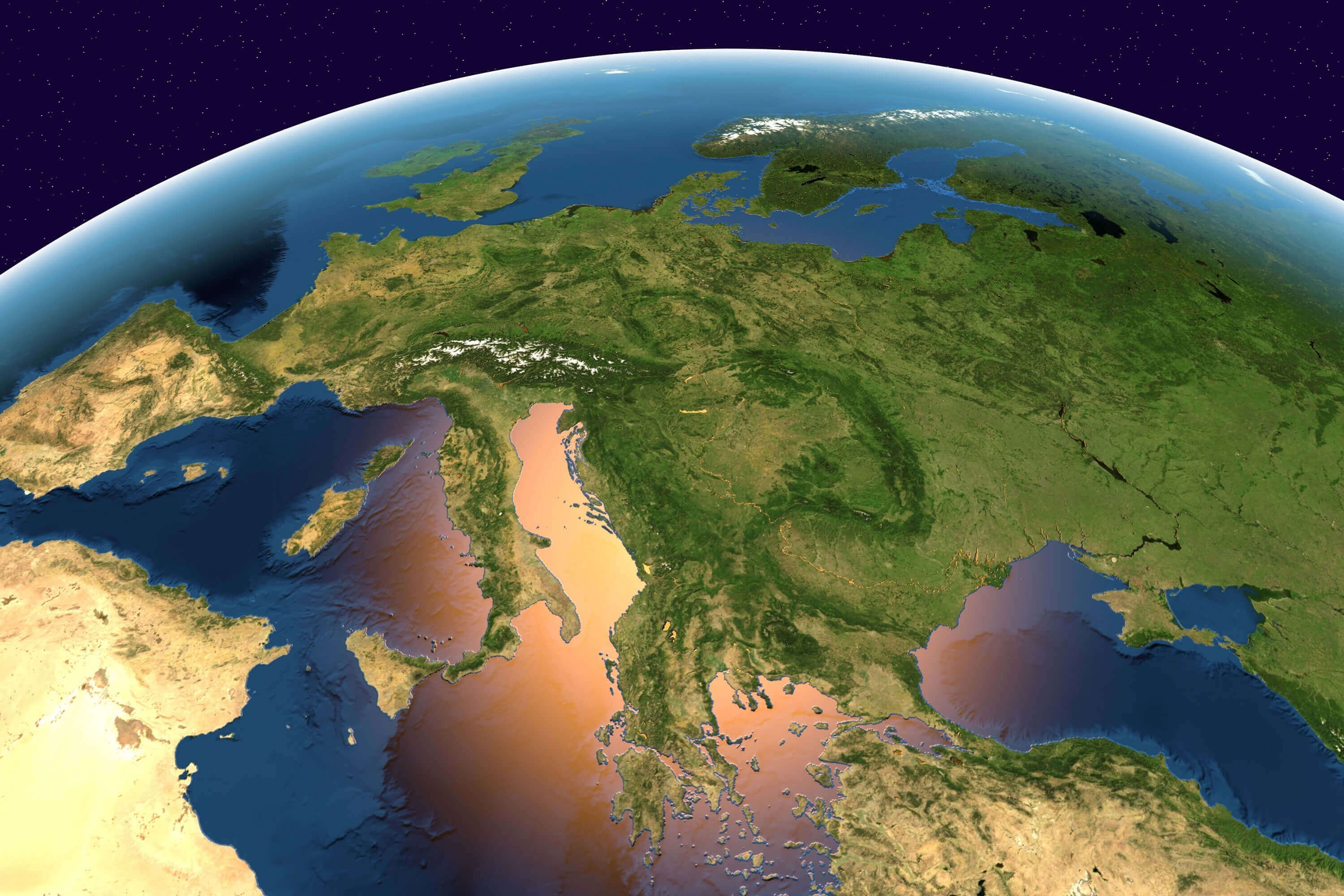 Евразия средиземное море. Европа из космоса. Евразия снимок из космоса. Вид континентов из космоса. Восточное полушарие земли из космоса.