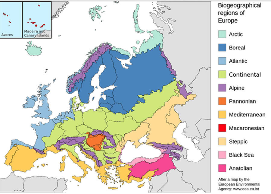 europe biogeography countries map