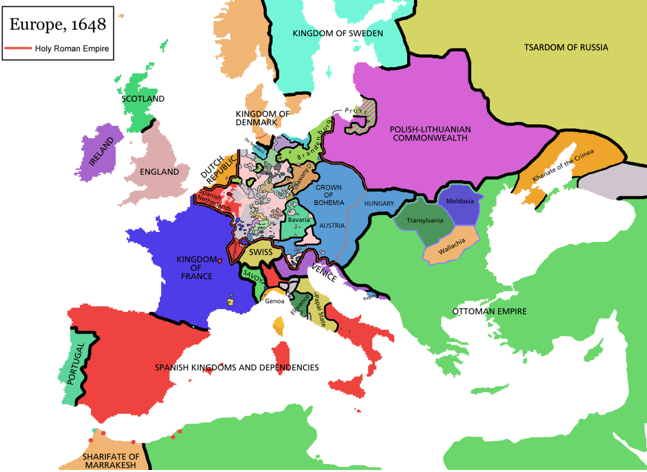 europe holy roman empire map 1648