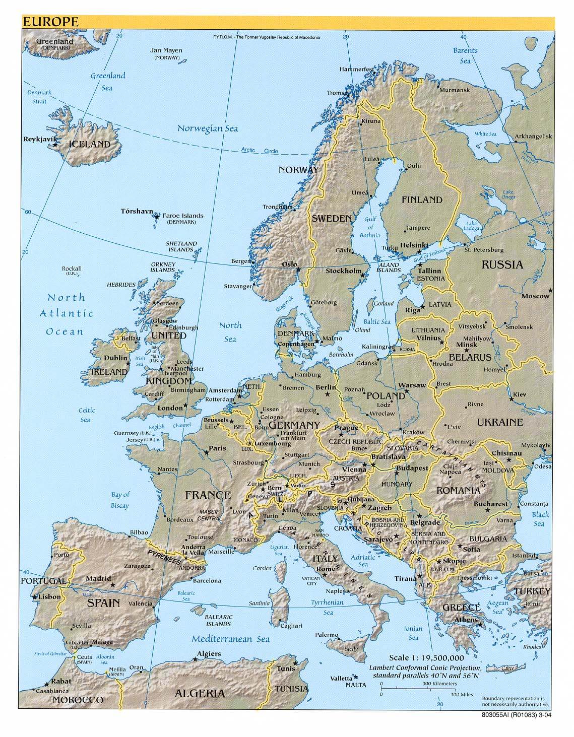 europe physical map