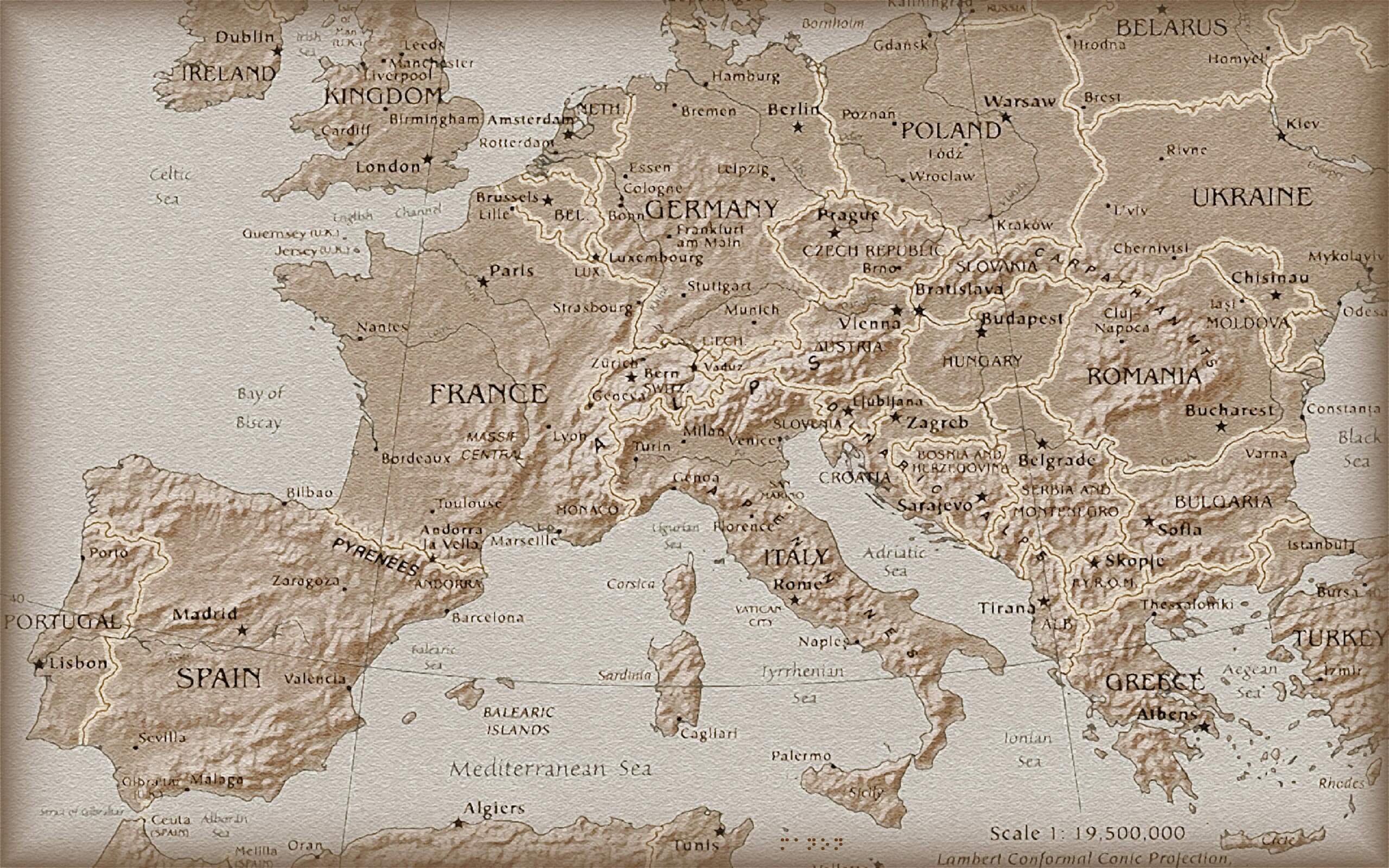 europe terrain map
