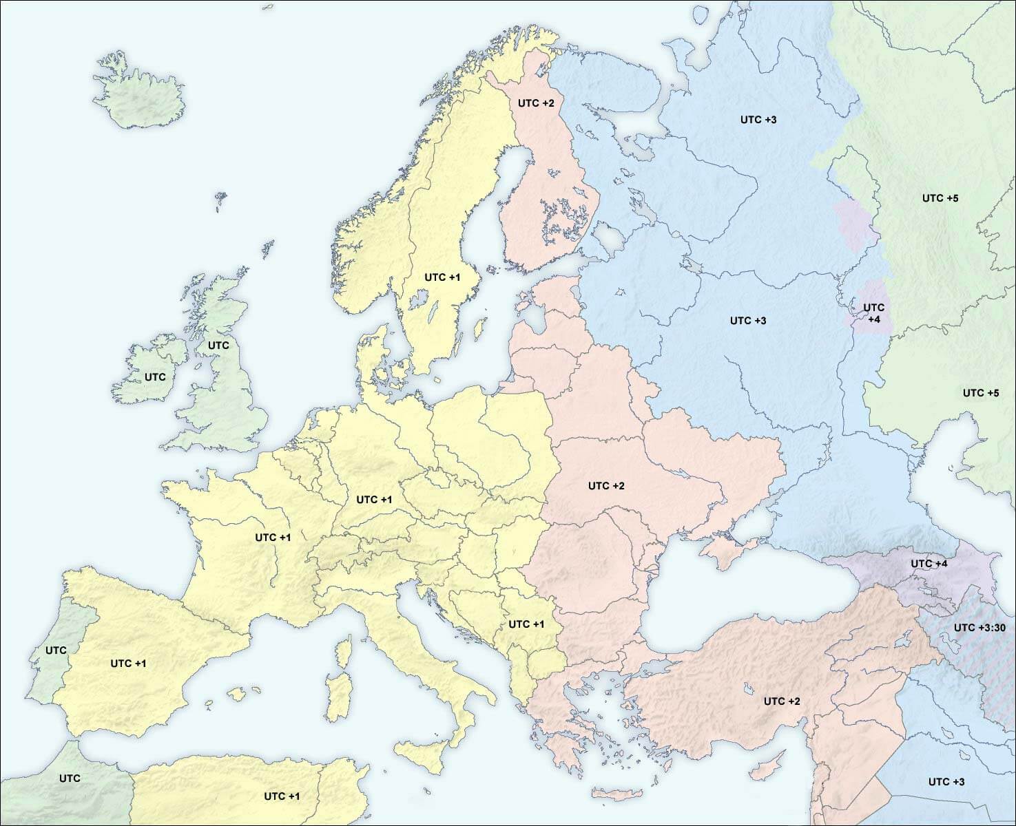 Europe Time zones 2004