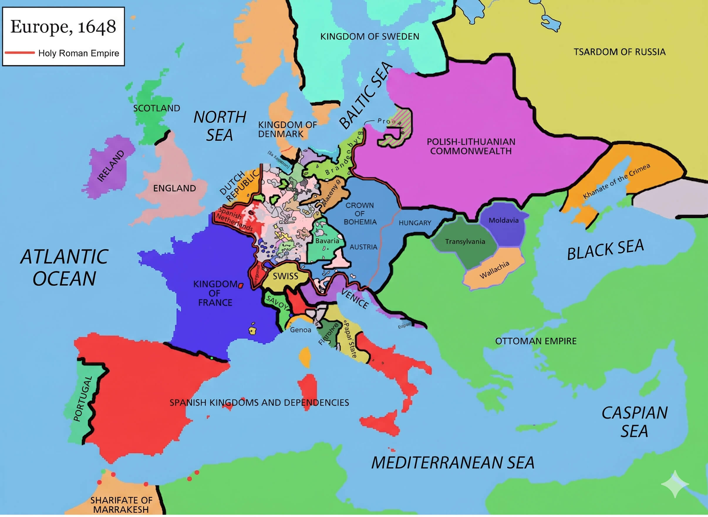 Holy Roman Empire map 1648