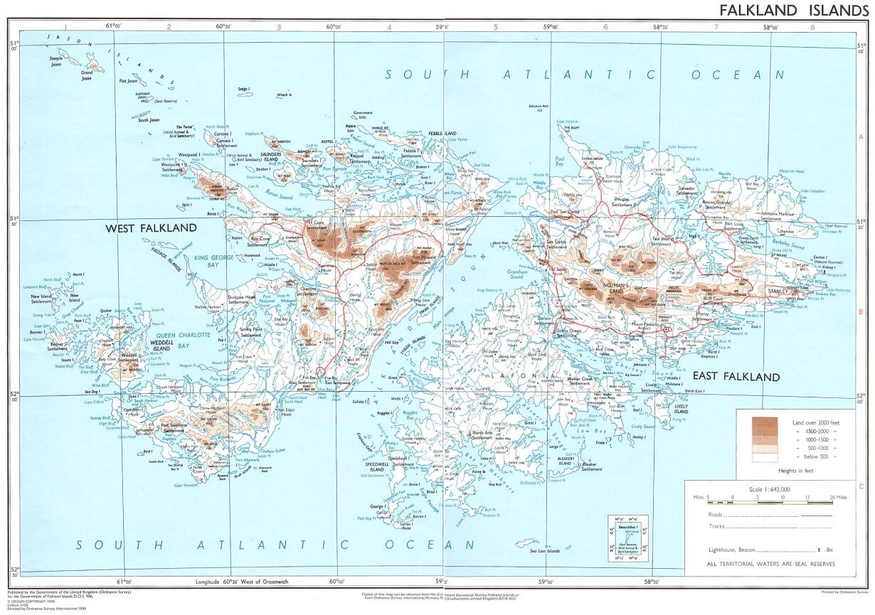 Falkland Islands Country Map Islas Malvinas