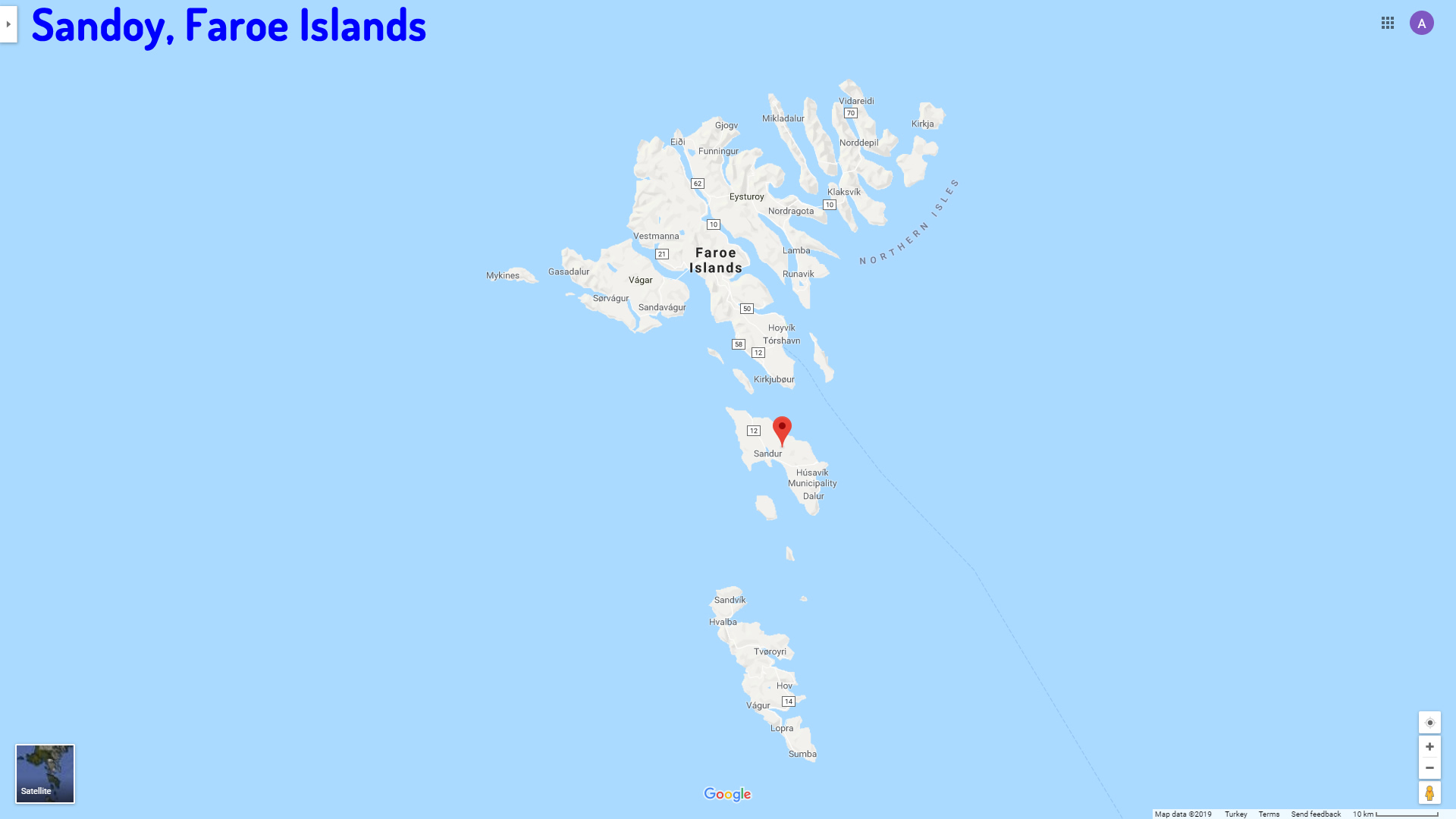 Sandoy map Faroe Islands