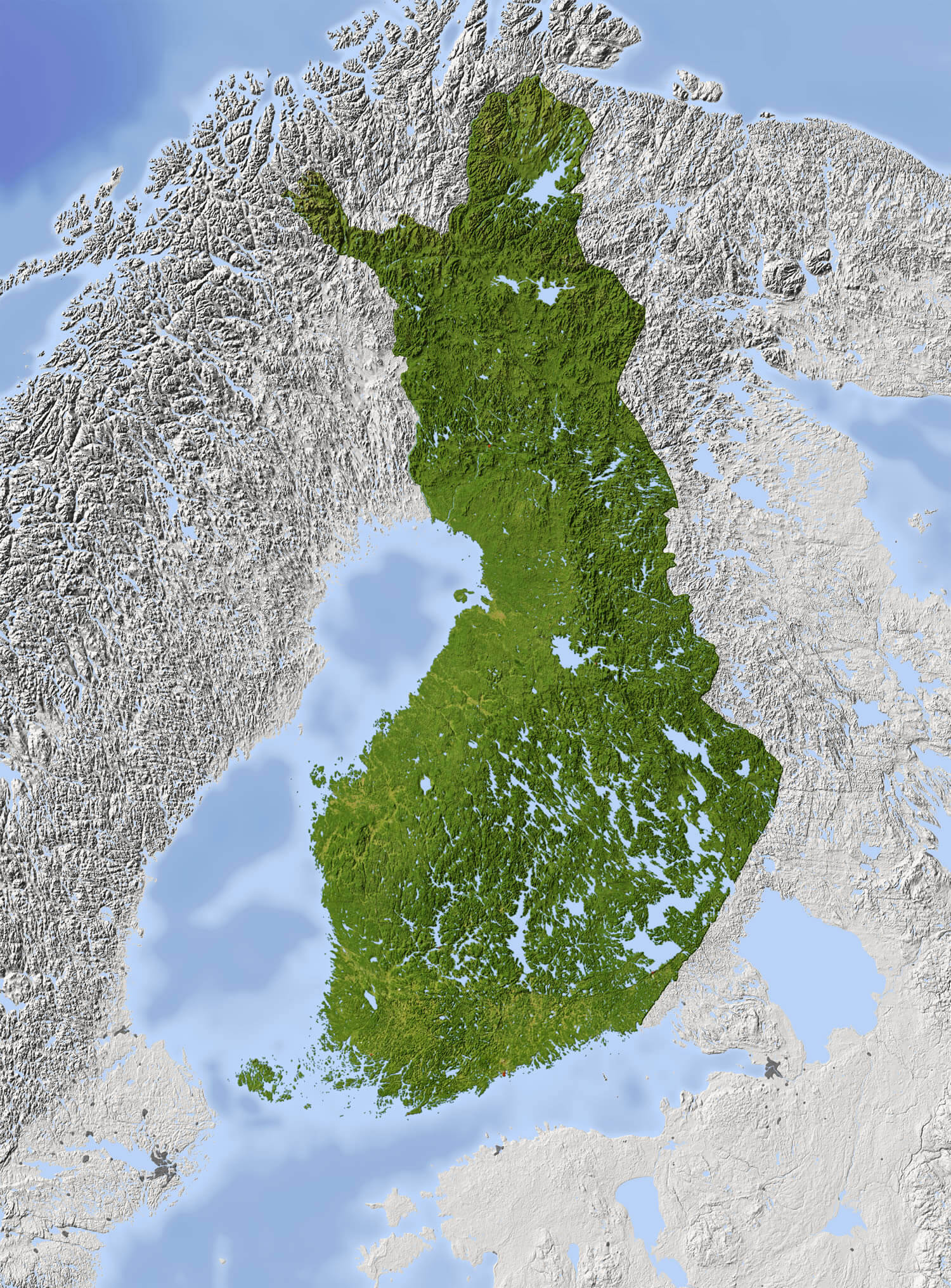 Finland Shaded relief map