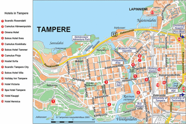 downtown map of Tampere