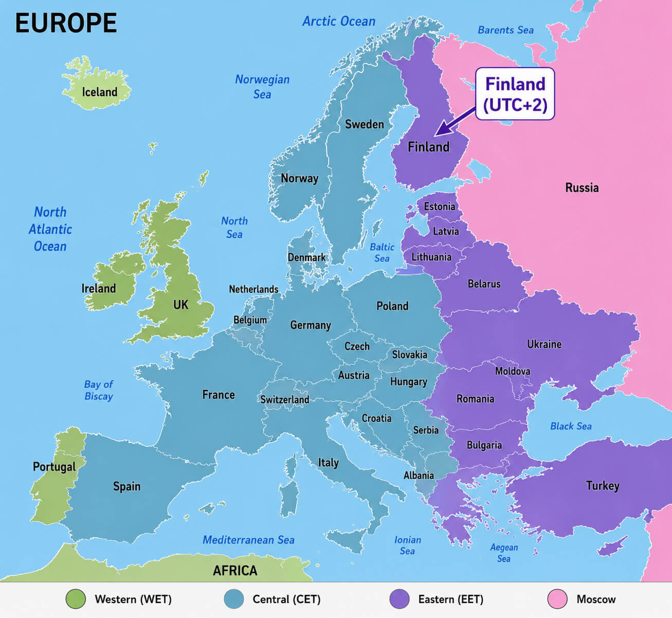 Finland eet time zone map