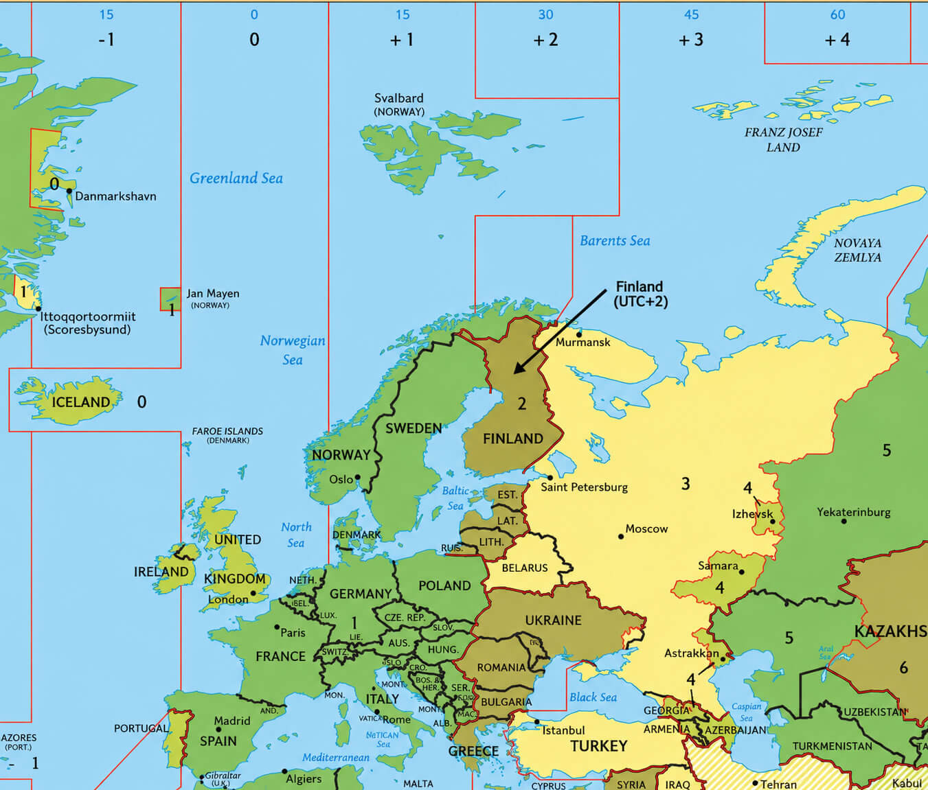 Finland on Europe physical map