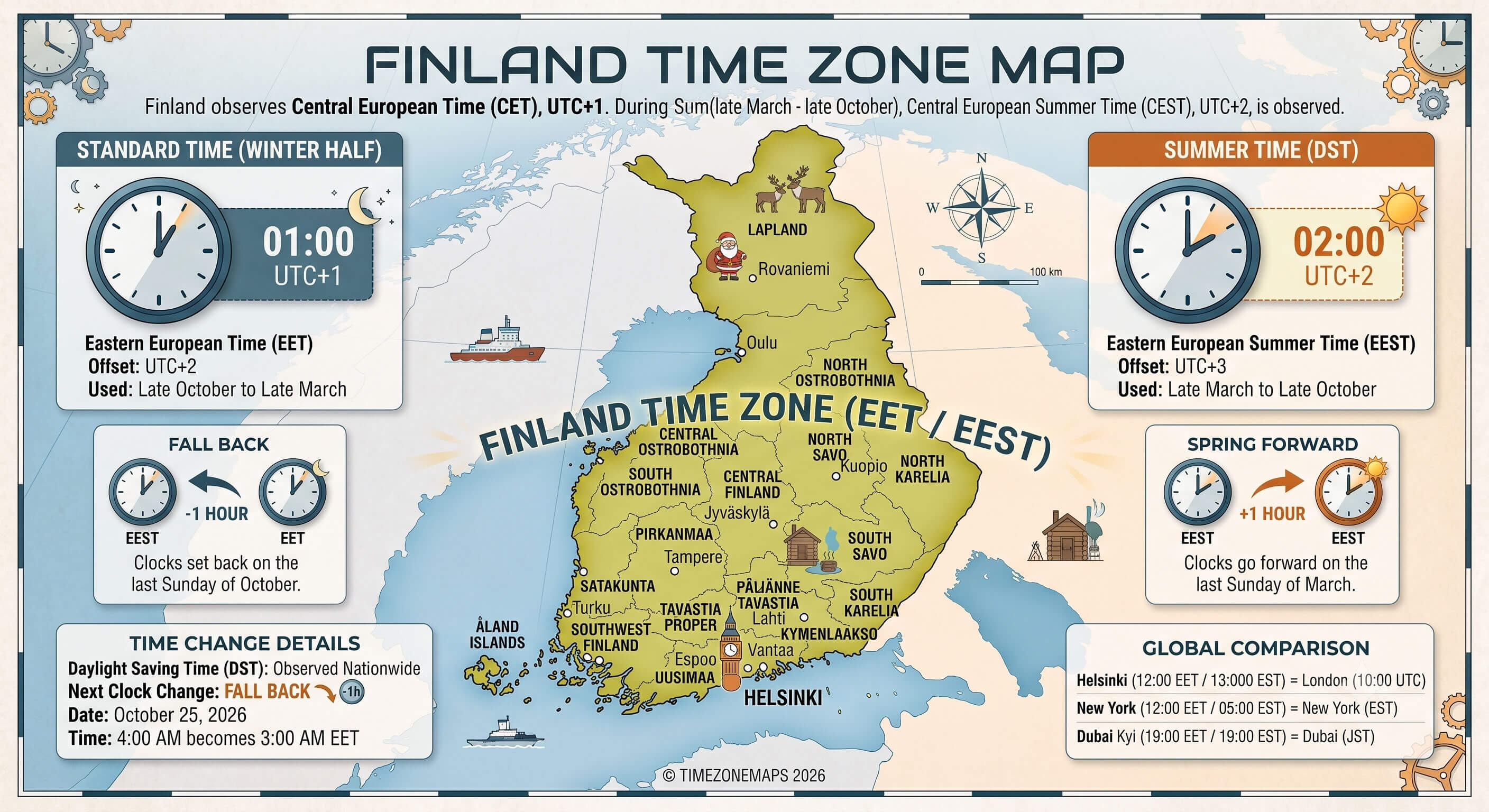Finland time zone map