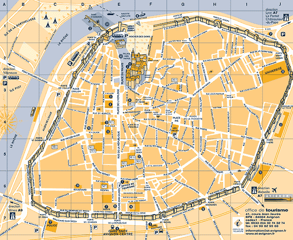 Avignon city center map