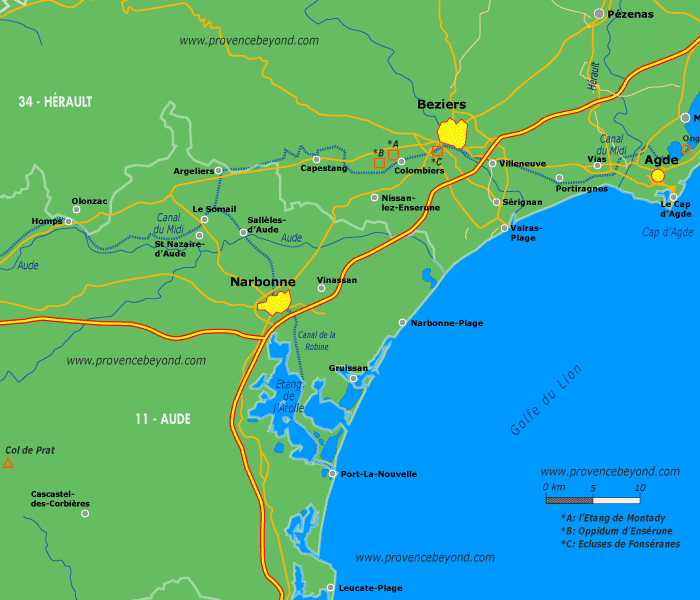Beziers area map