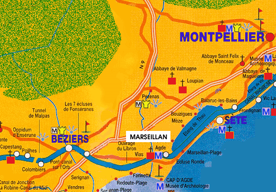 Beziers route map