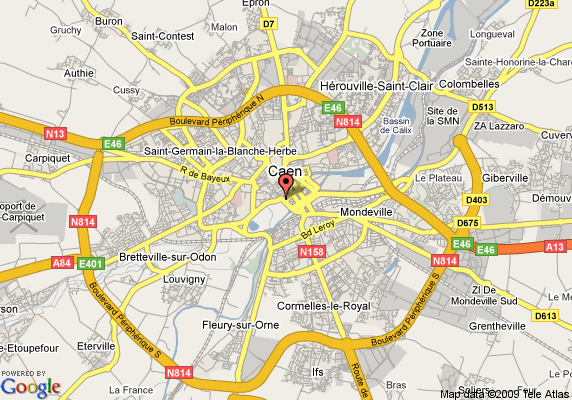 Caen hotels map