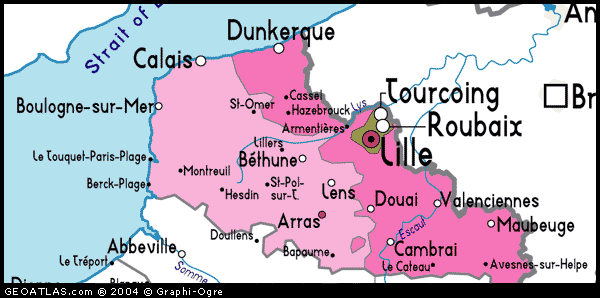 Calais lille map