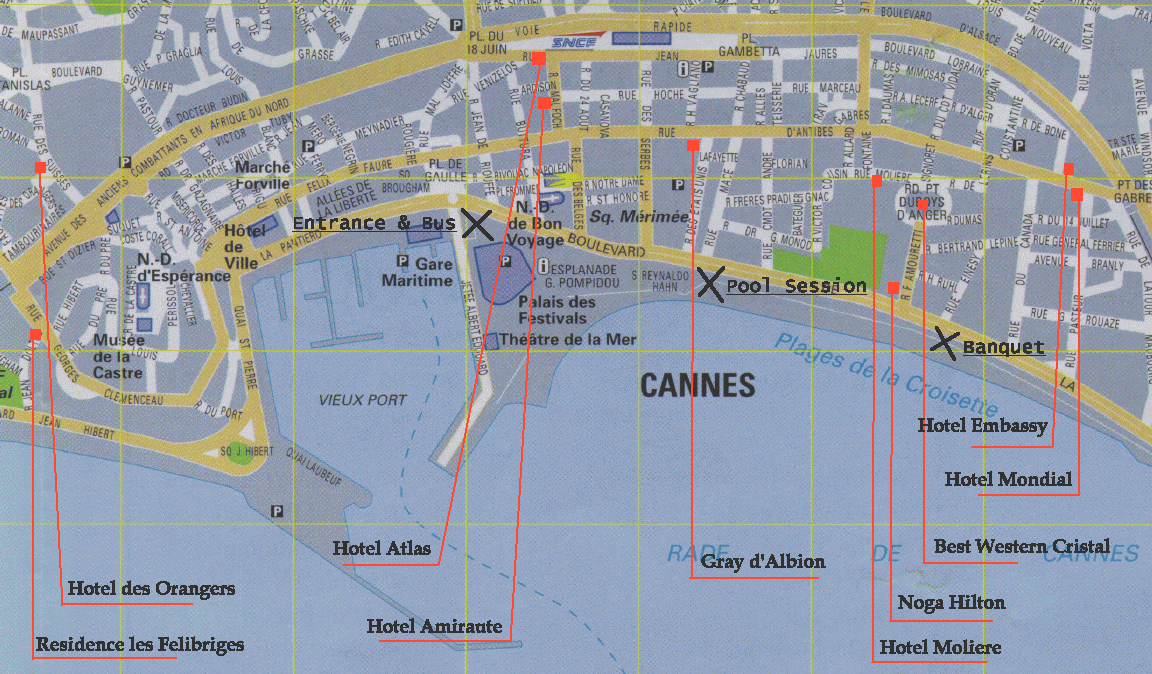 Cannes hotels map