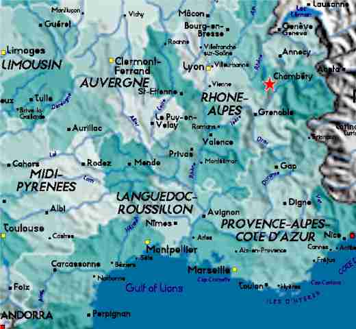 Chambery rhone alpes map