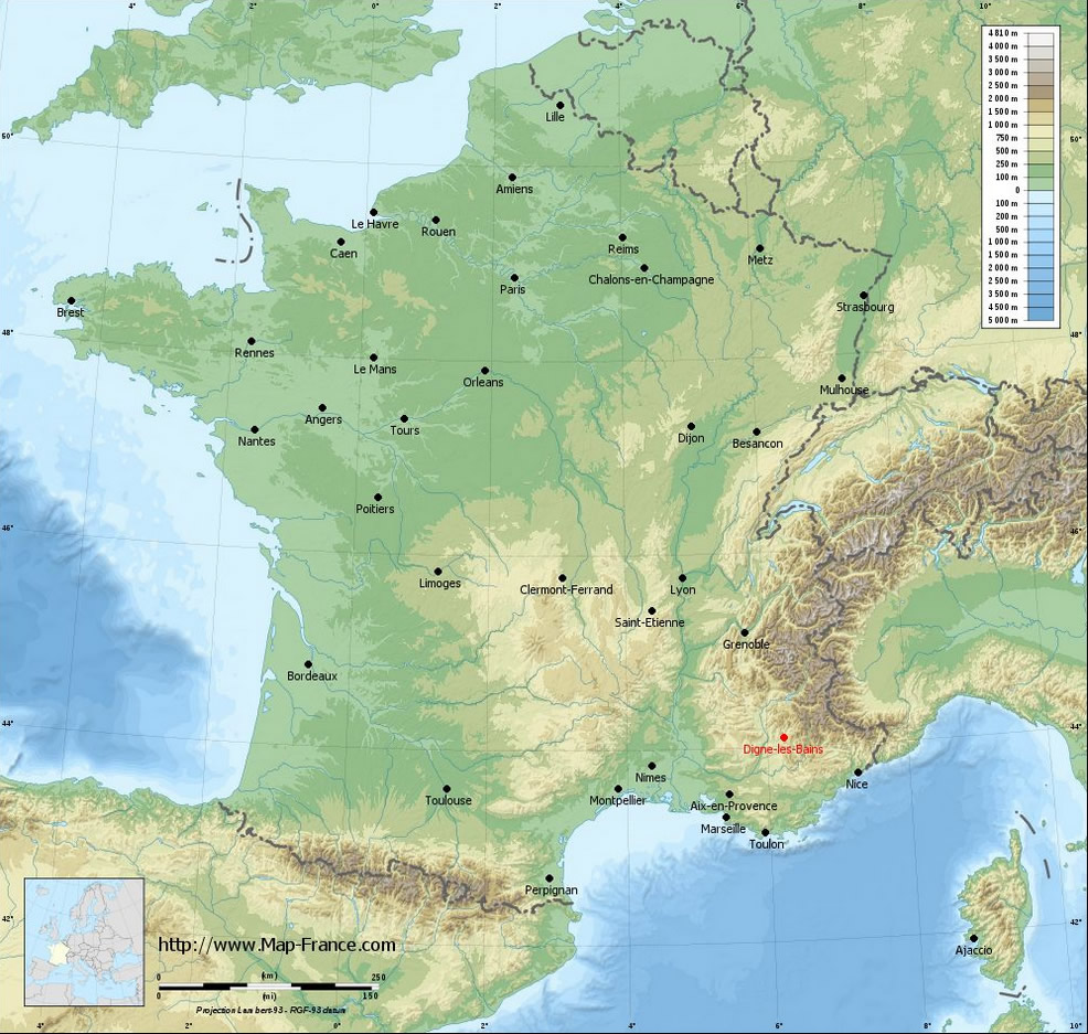 digne france physical map