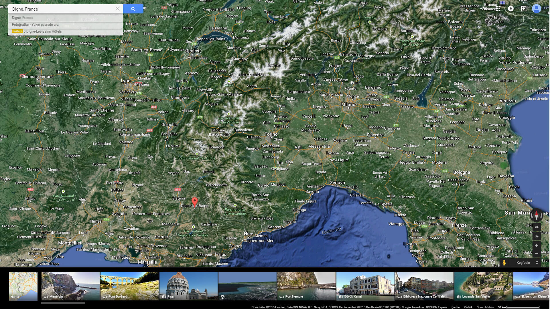 digne france satellite map